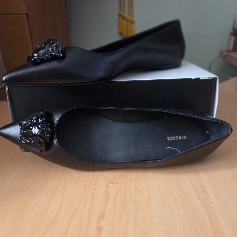 Versace Women's Black Loafers with Medusa Detail